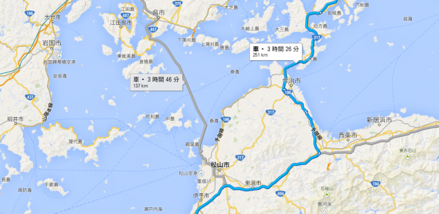 愛媛〜広島 Googleマップ